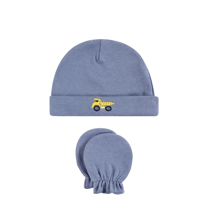 Hudson Baby 8 Piece Cap and Scratch Mitten Set (Construction/19586)