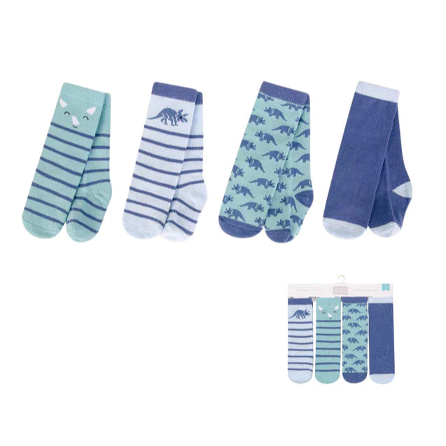 Hudson Baby 4 Piece Baby High Socks (Dinosaur) 0-6 Months