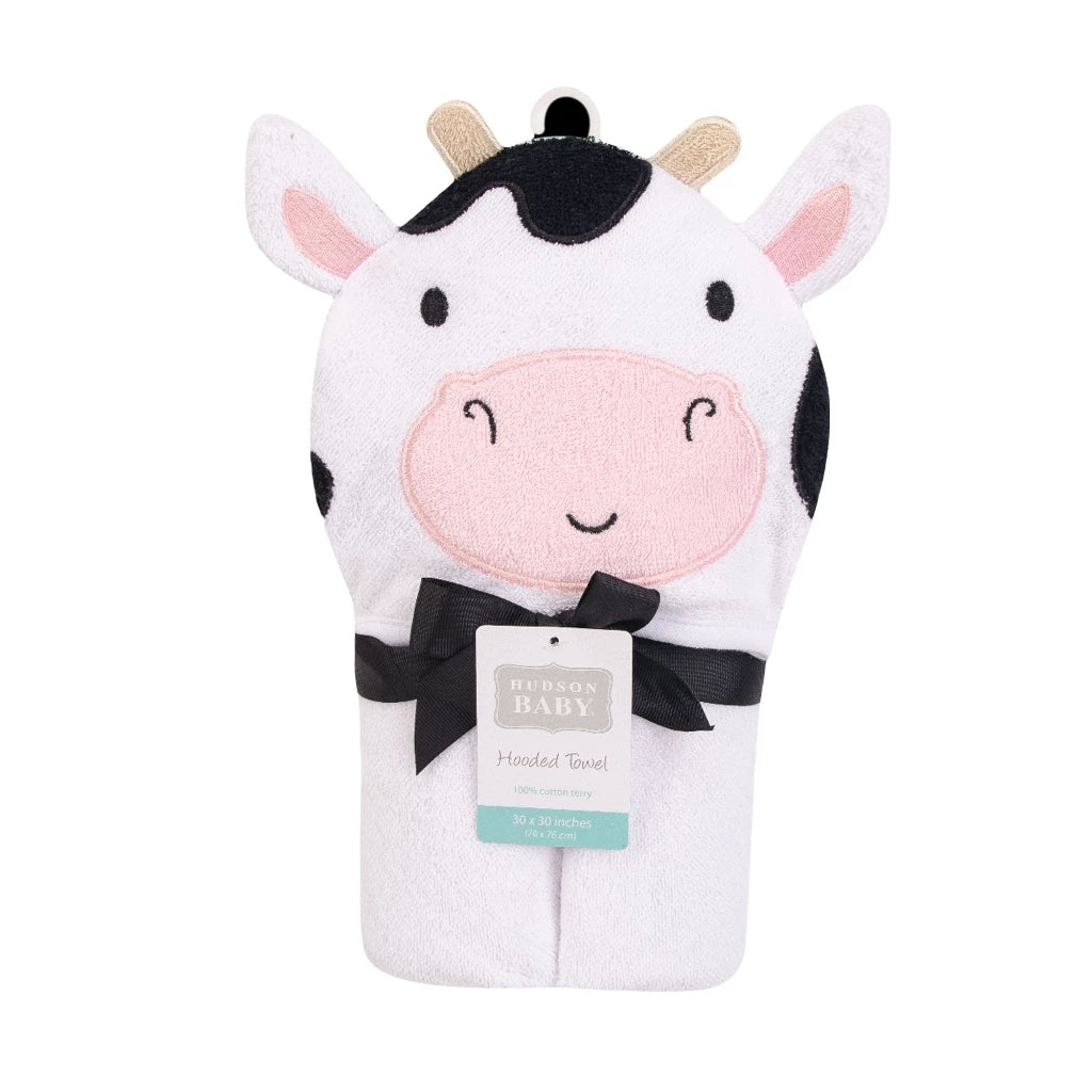 Hudson Baby 1 Piece Animal Hooded Towel (56499CH/Cow)