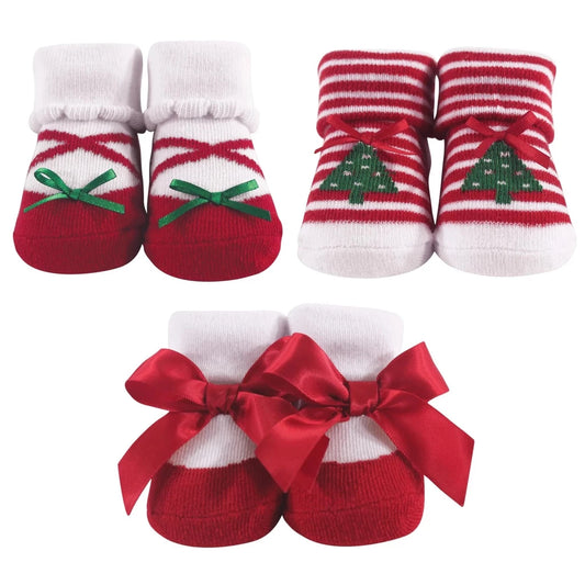 Hudson Baby 3 Piece Girl & Boy Christmas Gift Set Socks (55575)