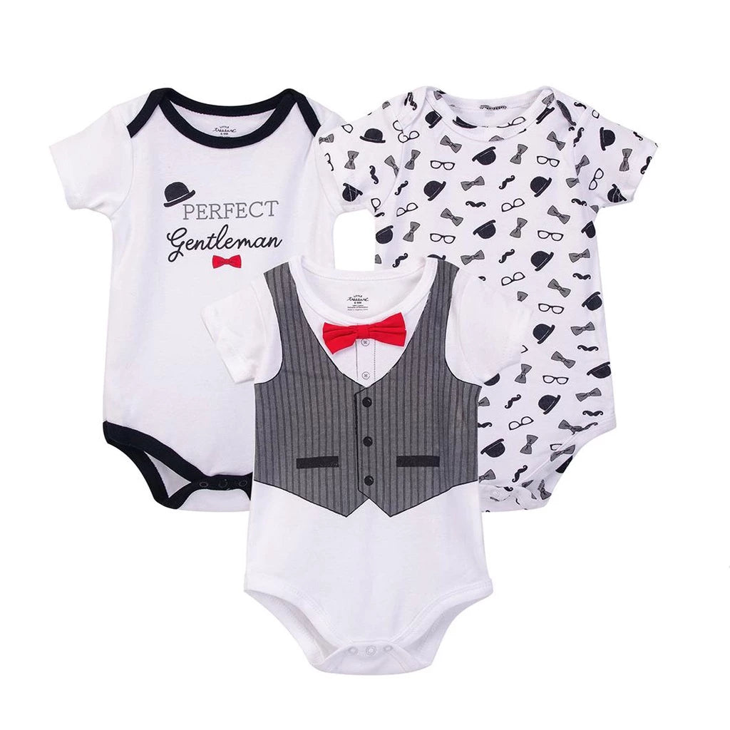 Little Treasure 3 Pack Bodysuit Onesies (Perfect Gentlemen/72347)