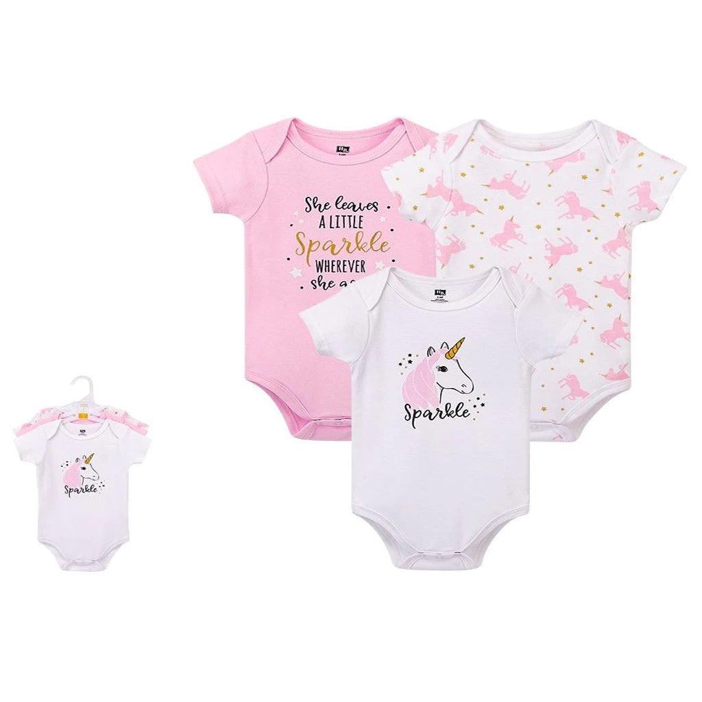 Hudson Baby 3 Pack Onesies Bodysuit (55608CH/Unicorn)