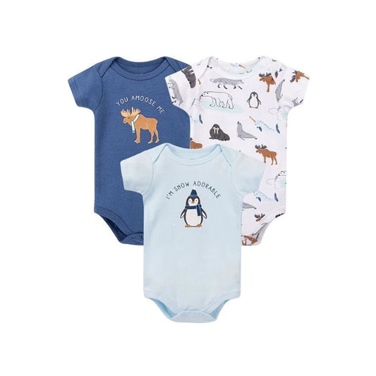 Hudson Baby 3 Pack Onesies Short Sleeves (08604CH/I'm snow adorable)