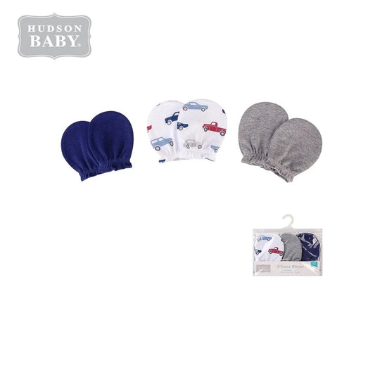 Hudson Baby 3 Pairs Scratch Mittens Set (00071CH/Cars)