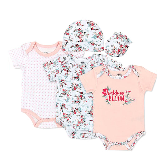 Mother's Choice 5 Piece Bodysuits, Hat and Mittens Set (IT3152)