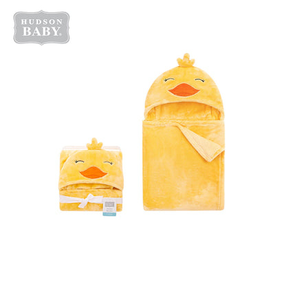 Hudson Baby 1 Piece Plush Fleece 3D Hooded Blanket (51578/Duck)