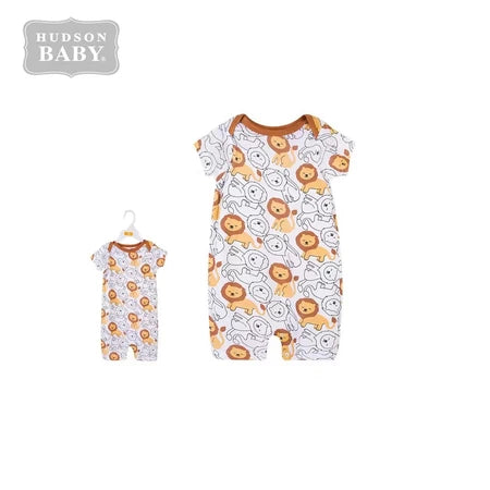 Hudson Baby 1 Piece Short Sleeve Romper (00918CH/Lion)