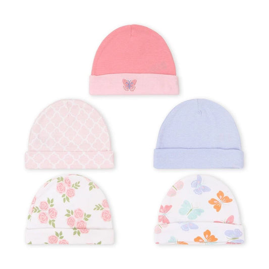 Hudson Baby 5 Piece Infant Caps (00113CH/Butterfly)