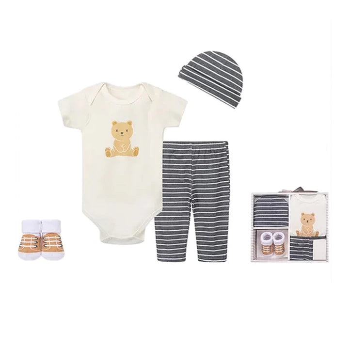 Hudson Baby 4 Piece Layette Set (Teddy Bear/23513)