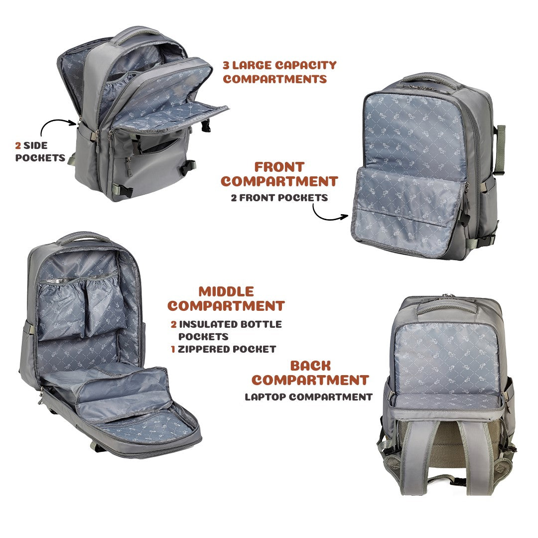 Colorland Smart all-in-one Diaper Backpack (BP242-B/Grey)