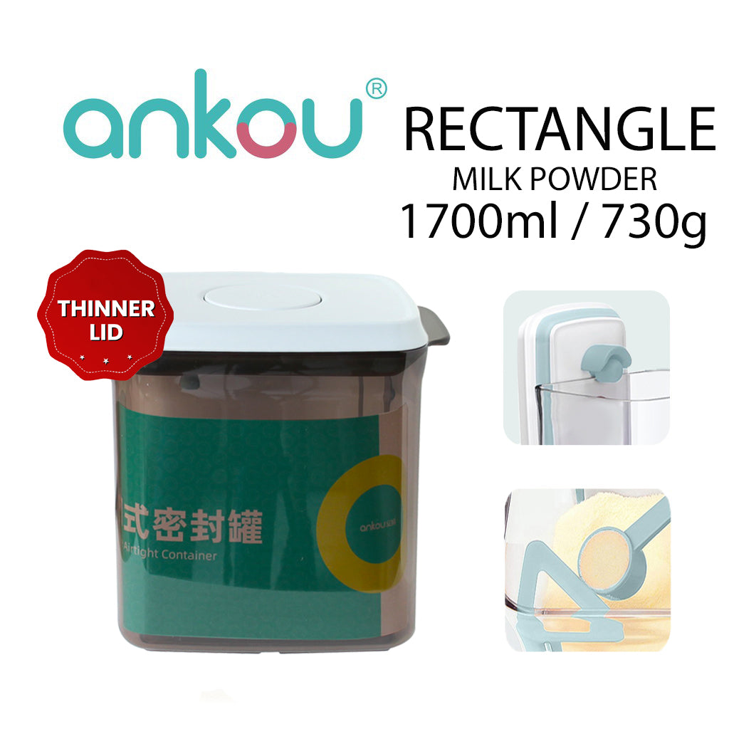 Ankou Airtight 1 Touch Button Tinted Container With Scoop and Holder with Scraper 1700ml (Rectangular)