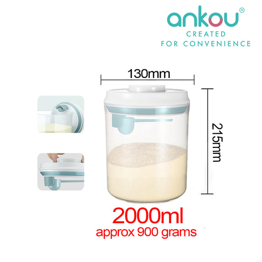 Ankou Airtight 1 Touch Button Clear Container With Scoop and Holder with Scraper 2000ml (Circle)