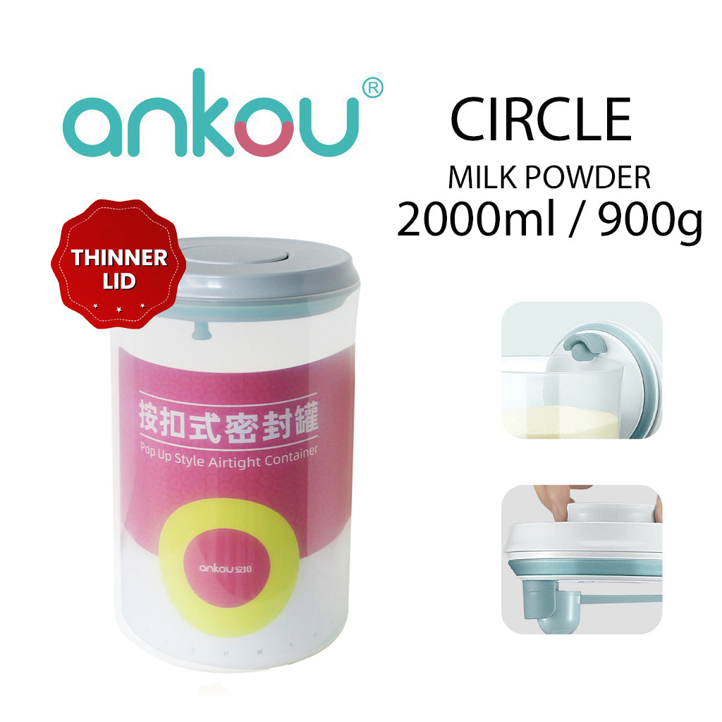 Ankou Airtight 1 Touch Button Clear Container With Scoop and Holder 2000ml (Round)