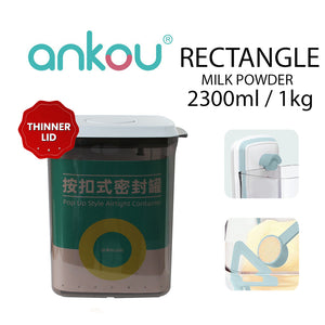 Ankou Airtight 1 Touch Button Tinted Container With Scoop and Holder with Scraper 2300ml (Rectangular)