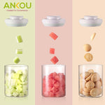Load image into Gallery viewer, Ankou Airtight 1 Touch Button Clear Container With Scoop and Holder with Scraper 2000ml (Round)
