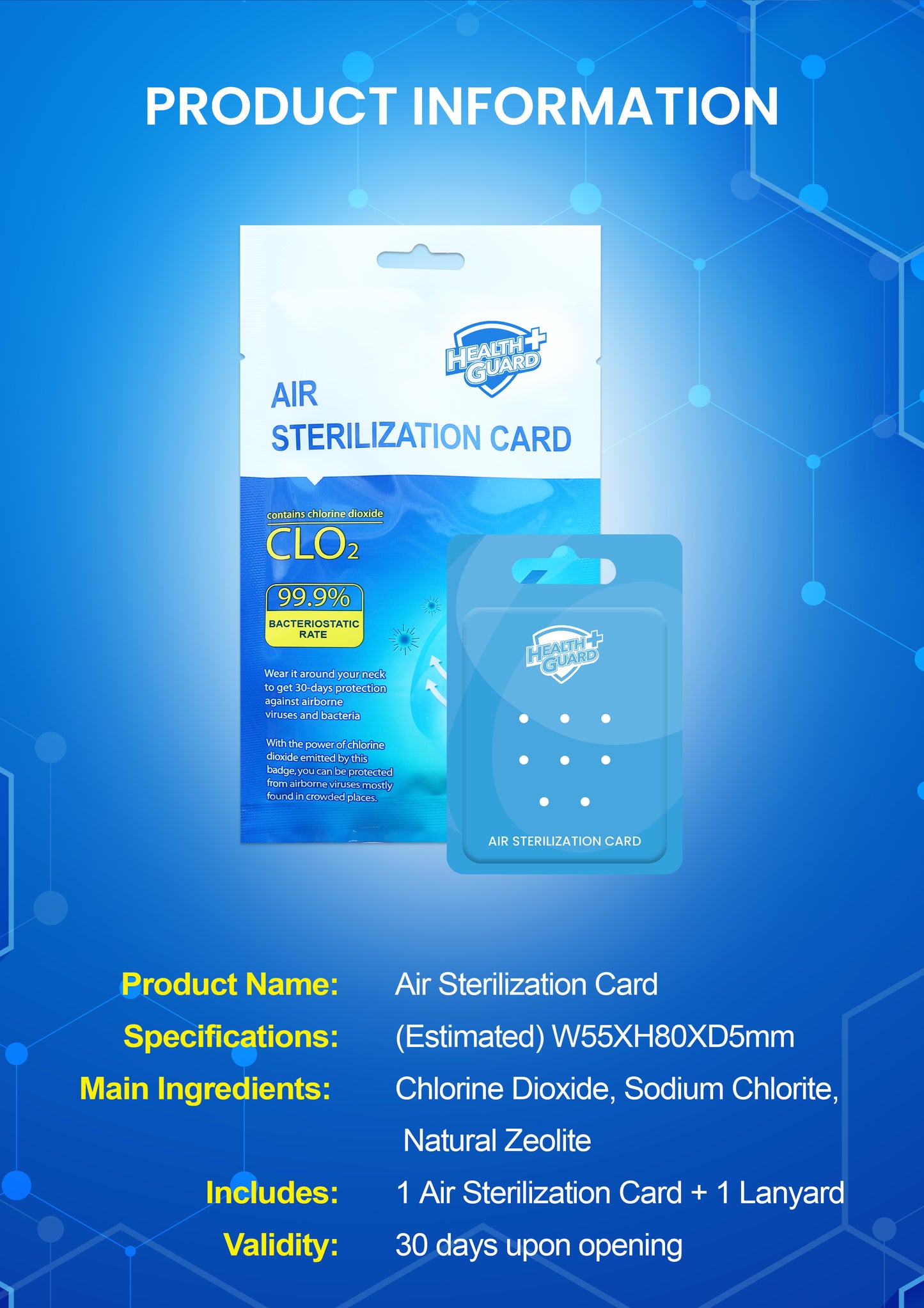 Health Guard Air Sterilization Card (HG-ASC)