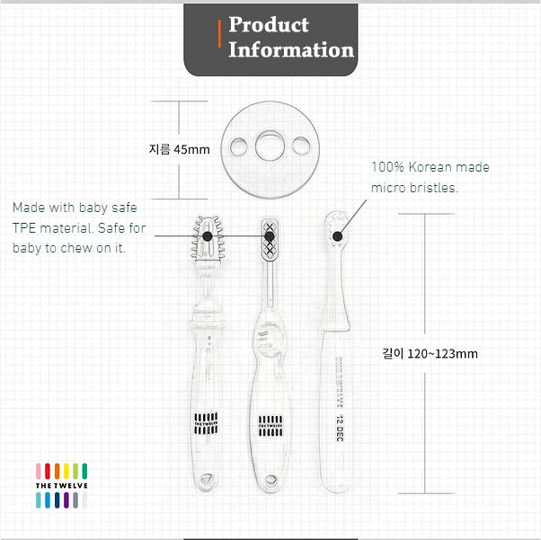 The Twelve 3 Pieces Baby Toothbrush (Your Baby's 1st Oral care)