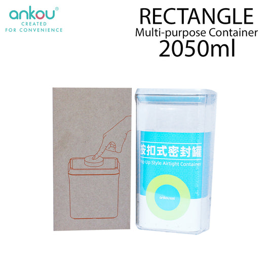 Ankou Airtight 1 Touch Multipurpose Airtight Food Storage Container 2050ml (Rectangular)