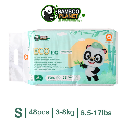 Bamboo Planet Eco-Friendly Bamboo Tape Diaper (Small 48pcs/Pack)