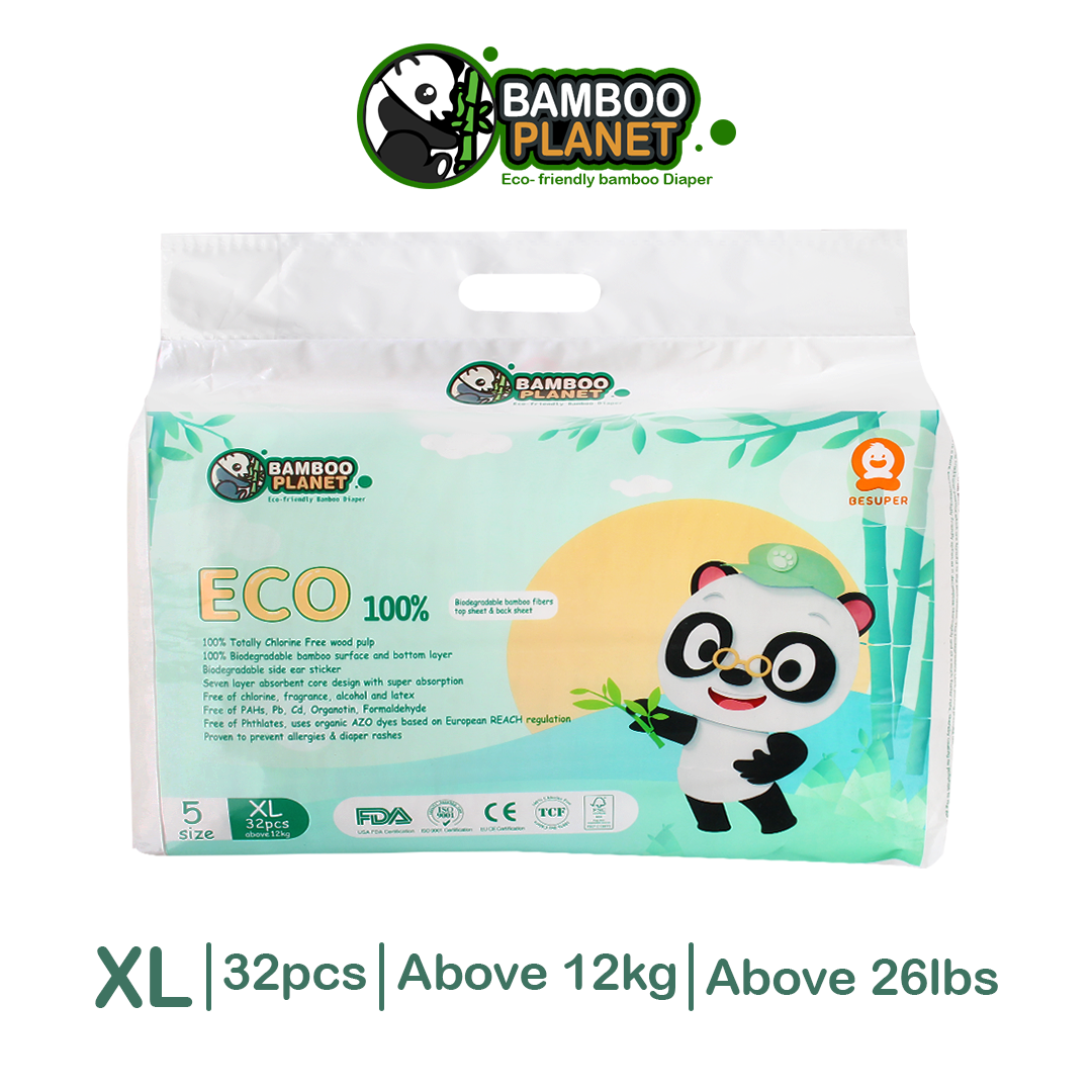 Bamboo Planet Eco-Friendly Bamboo Tape Diaper (Extra Large 32pcs/Pack)