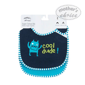 Mother's Choice 2 Pack Super Cotton Bib (IT1318/Cool Dude!)