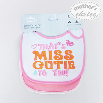 Mother's Choice 2 Pack Super Cotton Bib (IT1323/Miss Cutie)