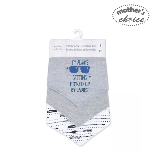 Mother's Choice 3 Pack Reversible Bandana Bib Shades (IT1364)