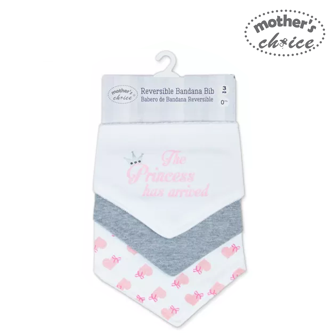 Mother's Choice 3 Pack Reversible Bandana Bib Princess (IT1369)