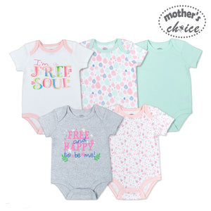 Mother's Choice 5 Pack Short Sleeve Onesie (Free and Happy/ IT2031)