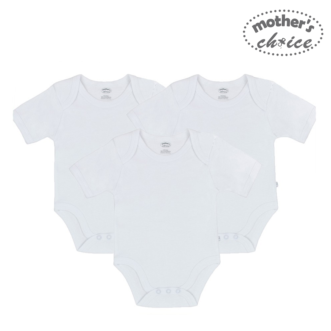 Mother's Choice White Collection 3 Pack Onesies (Daily Essentials/ IT2827A)