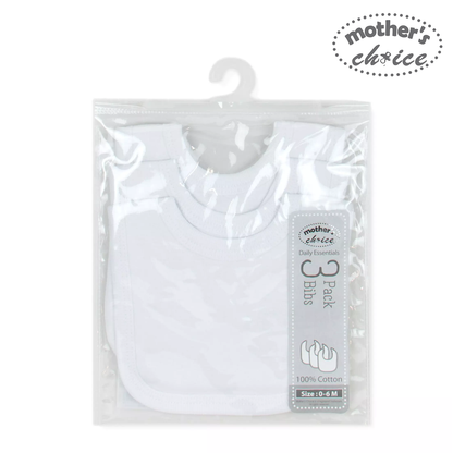 Mother's Choice White Collection Bib 3 Pack Daily Essentials (IT2058)