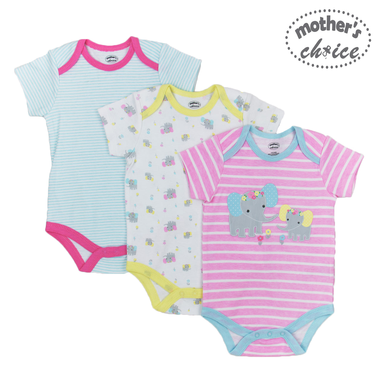 Mother's Choice 3 Pack Short Sleeves Onesie (Elephant/IT2345)