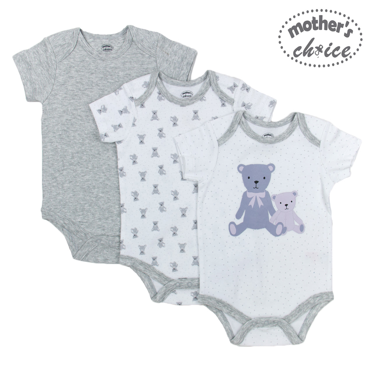 Mother's Choice 3 Pack Short Sleeves Onesie (Teddy Bear/IT2348)