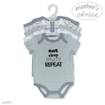 Load image into Gallery viewer, Mother&#39;s Choice 5 Pack Short Sleeve Onesie (Eat Sleep Play Repeat/IT2490)
