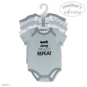 Mother's Choice 5 Pack Short Sleeve Onesie (Eat Sleep Play Repeat/IT2490)