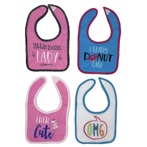 Mother's Choice 4 Pack Embroidered Baby Dribble-Proof Bibs (IT2521/Little Boss Lady)