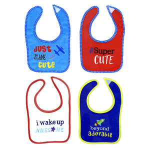 Mother's Choice 4 Pack Embroidered Baby Dribble-Proof Bibs (IT2523/Super Cute)