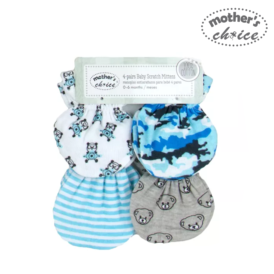 Mothers Choice 4 Pack Newborn Scratch Mittens (Bear/IT2549)