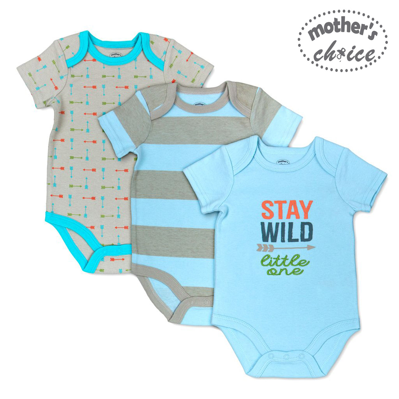 Mother's Choice 3 Pack Short Sleeves Onesie (Stay Wild/IT2816)
