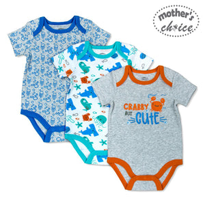 Mother's Choice 3 Pack Short Sleeves Onesie (Crabby Cute/IT2818)
