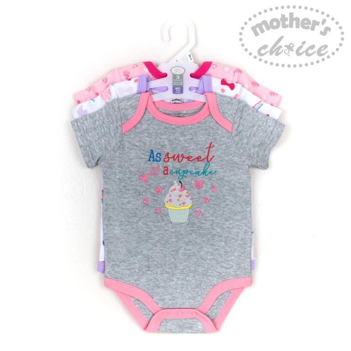 Mother's Choice 3 Pack Short Sleeves Onesie (Sweet Cupcake/IT2821)