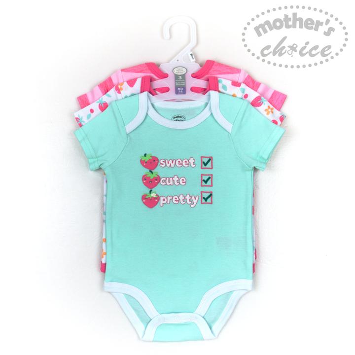 Mother's Choice 3 Pack Short Sleeves Onesie (Sweet Cute Pretty/IT2822)