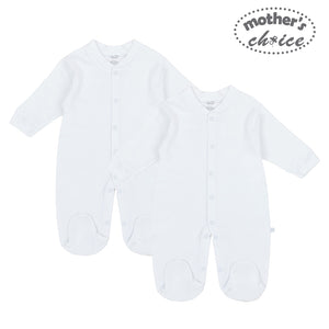 Mother's Choice White Collection 2 Pack Long Sleeve Footed Romper / Growers (Daily Essentials / IT2826A)