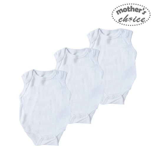 Mother's Choice White Collection 3 Pack Sleeveless Bodysuits (Daily Essentials / IT2829A)