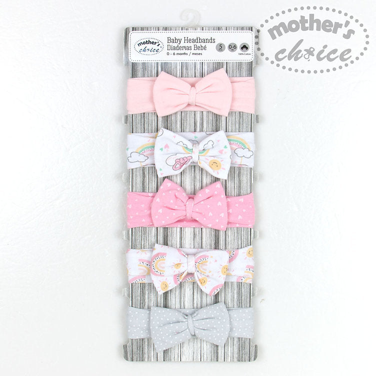 Mother's Choice 5 Piece Baby Headband Set (IT3533/Pink Elephant)