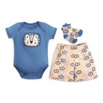 Load image into Gallery viewer, Mother&#39;s Choice 3 Pack Bodysuit, Shorts and Socks Set (IT3627/Cool Cat)
