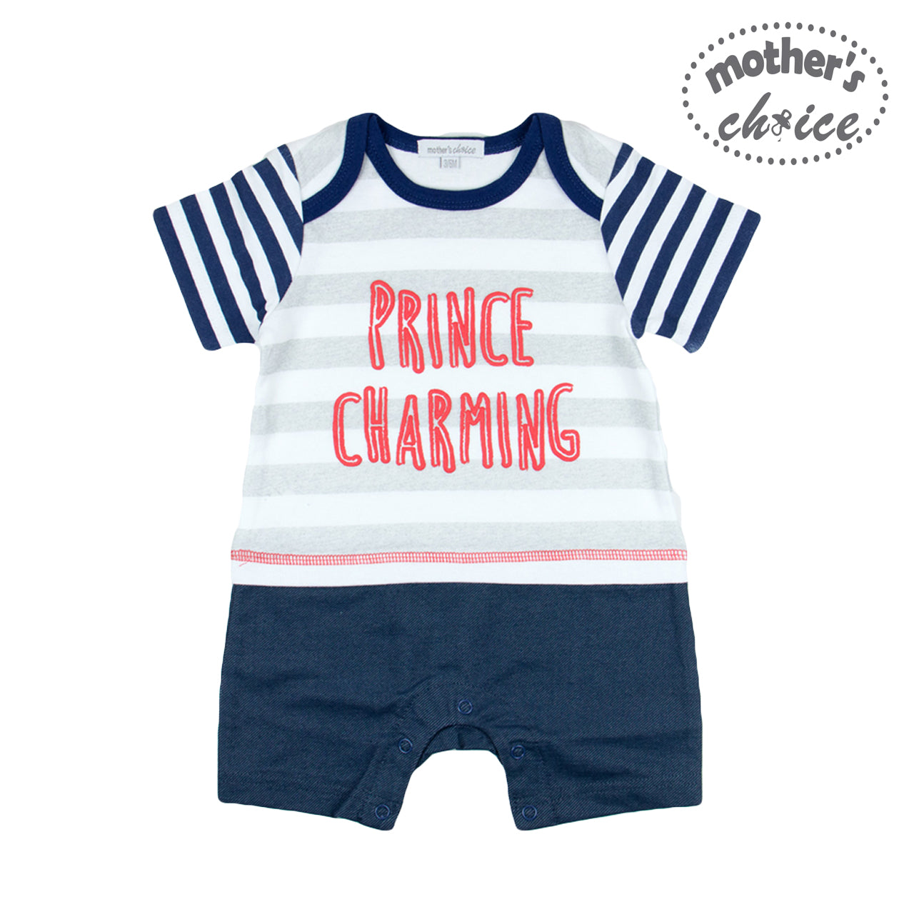 Mother's Choice 1 Piece Baby Short Sleeve Romper (Prince Charming/IT9560)