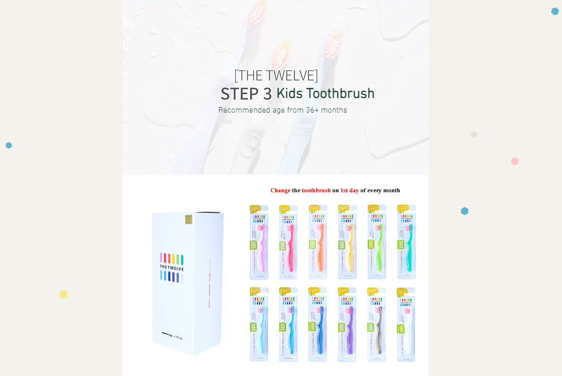 The Twelve Kids Toothbrush in Vivid Color 12 pcs (Ages 3+)