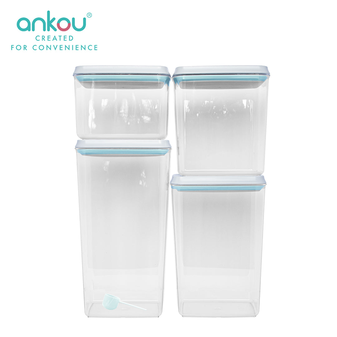 Ankou Airtight 4 Piece Multipurpose Airtight Food Storage Container Set (1200ml,2000ml,2700ml,3300ml)