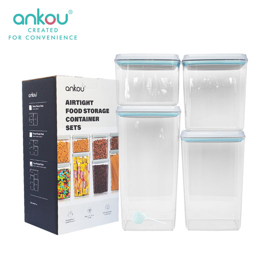 Ankou Airtight 4 Piece Multipurpose Airtight Food Storage Container Set (1200ml,2000ml,2700ml,3300ml)